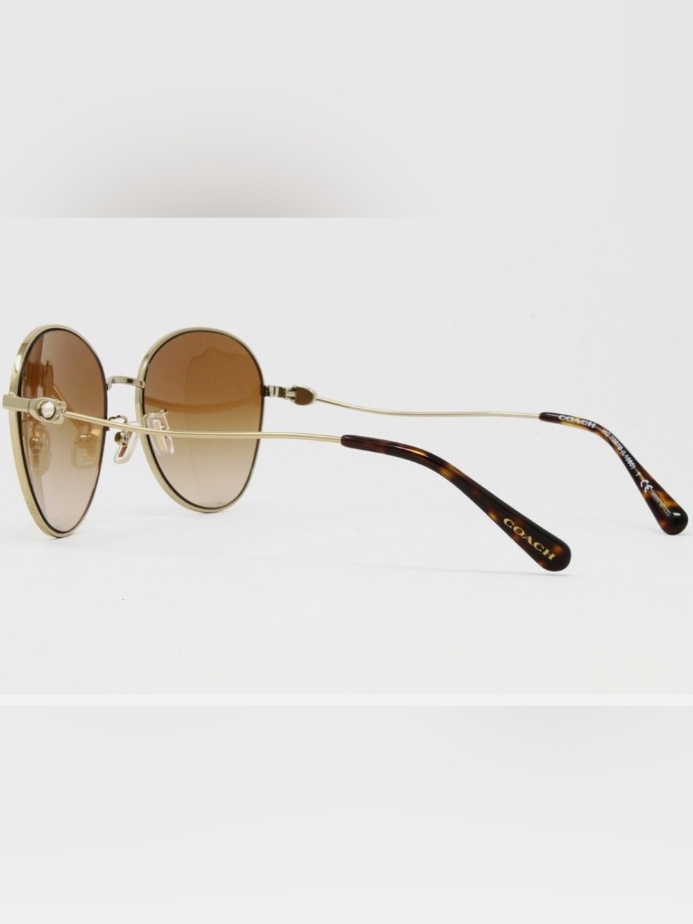 COACH Women's Round Gradient Tan/Brown Sunglasses - Picture 5 of 5